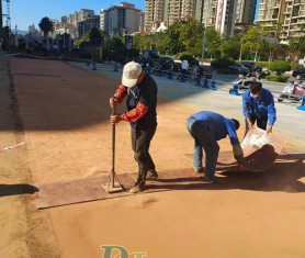 河源壓花地坪施工中